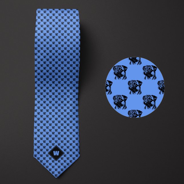Cornflower Blue Pug Pattern Tie (Creator Uploaded)