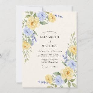 Cornflower Blue Romantic Spring Wedding Invitation