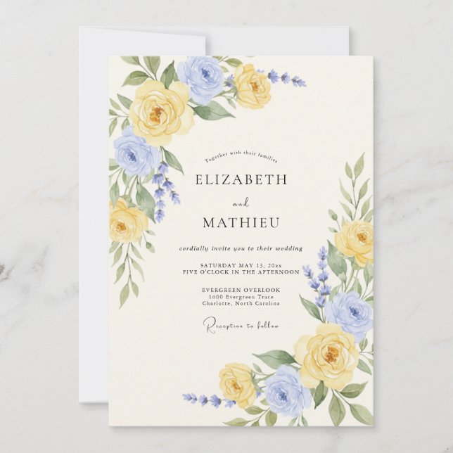 Cornflower Blue Romantic Spring Wedding Invitation (Front)
