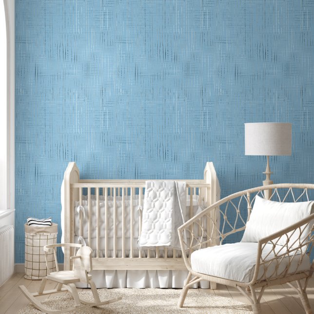 Cornflower Blue Silver Weave Pattern Wallpaper (Kids)