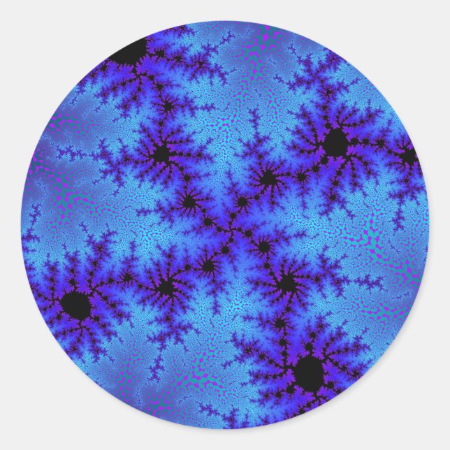 Cornflower Blue Speckle Classic Round Sticker (Front)
