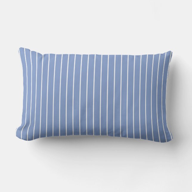 Cornflower Blue Summer Stripes Outdoor Lumbar Cushion (Front)