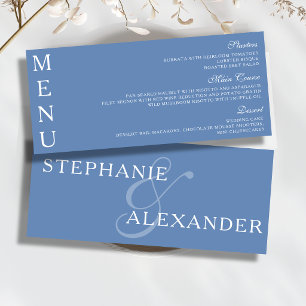 Cornflower Blue Unique Elegant Chic Wedding Dinner Menu