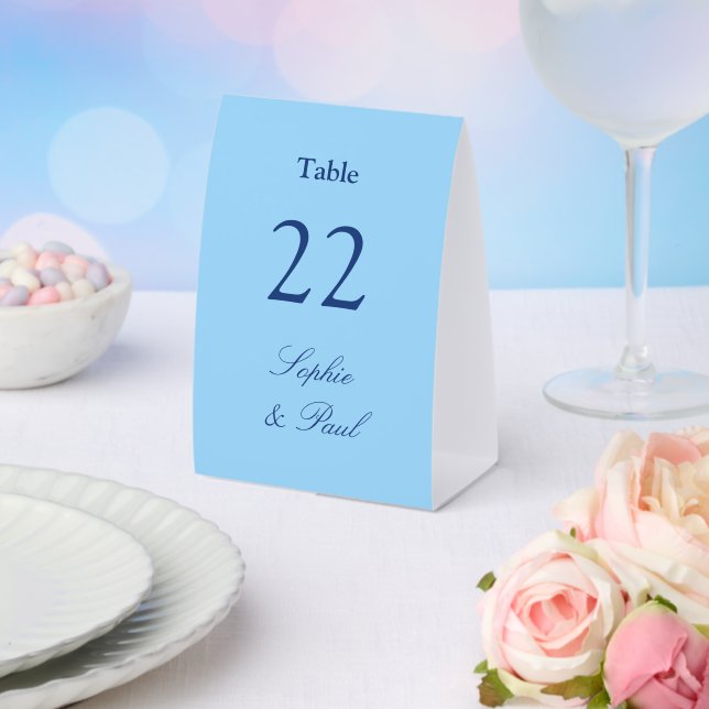 Cornflower Blue Wedding Table Number (Insitu(Wedding))