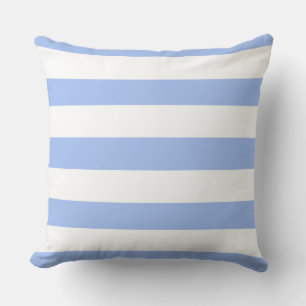 Cornflower Blue White Awning Stripes Outdoor Cushion