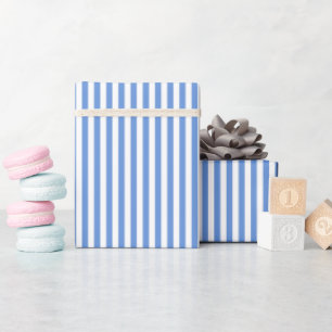 Cornflower Blue & White Stripes Wrapping Paper
