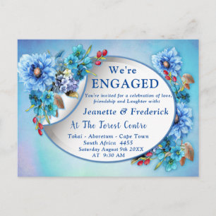 Cornflower Blues in Watercolor Engagement Invitation Postcard