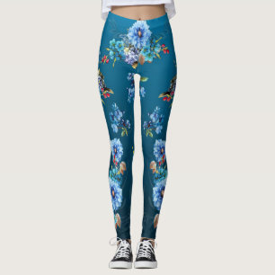 Cornflower Blues in Watercolor Leggings