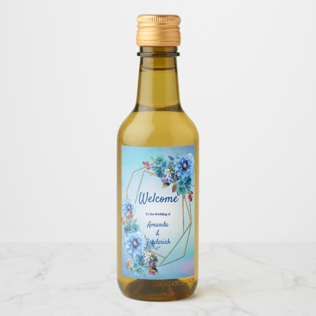 Cornflower Blues in Watercolor Wine Label (Front)