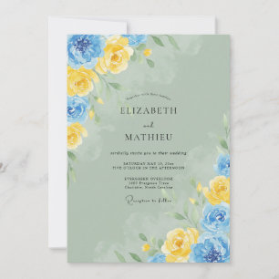 Cornflower Butter Wildflower Wedding Invitation