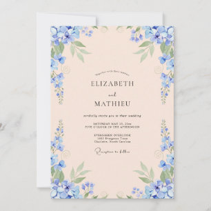 Cornflower Champagne Blossom Wedding Invitation