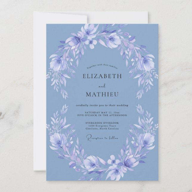 Cornflower Dreamy Floral Wedding Invitation (Front)