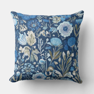 cornflower floral blues pattern cushion