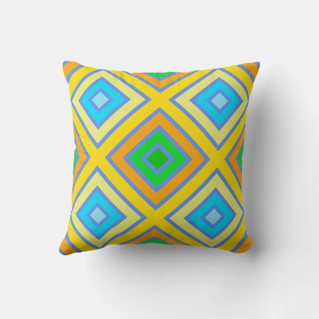 Cornflower Harmonious Colours Angled Line Art Cushion (Back)