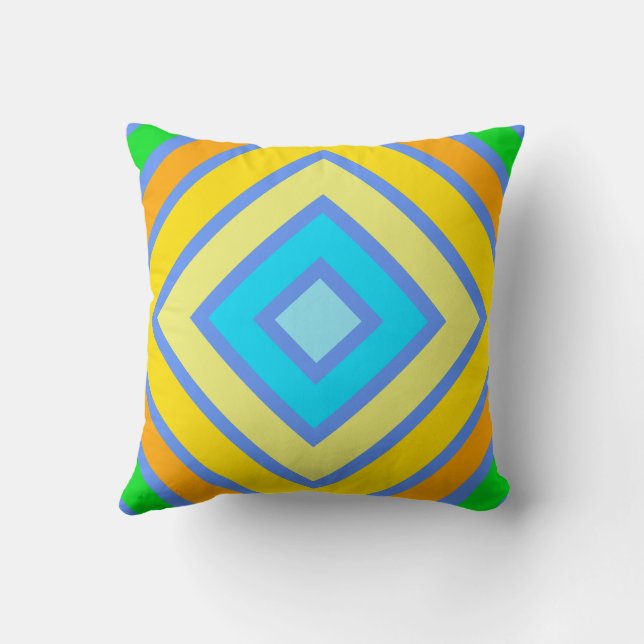 Cornflower Harmonious Colours Angled Line Art Cushion (Back)