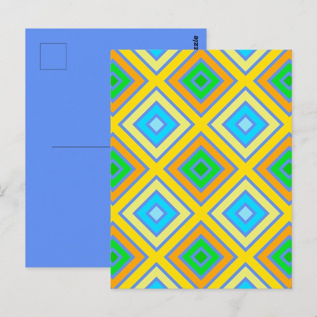 Cornflower Harmonious Colours Angled Line Art Postcard (Front/Back)