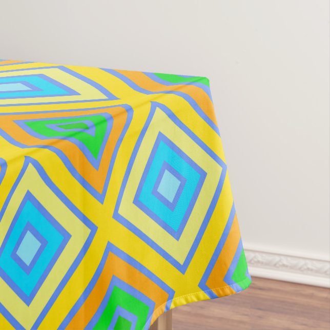 Cornflower Harmonious Colours Angled Line Art Tablecloth (In Situ)