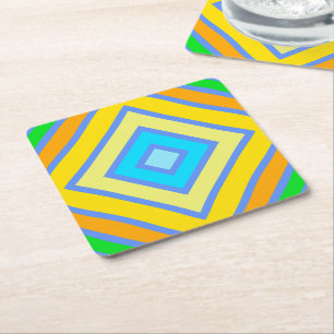Cornflower Harmonious Colours Angled Line  Square Paper Coaster