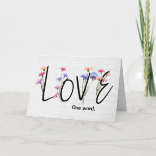 Cornflower Love Text On Wood  Card