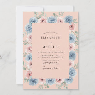 Cornflower Mauve Peony Wedding Invitation