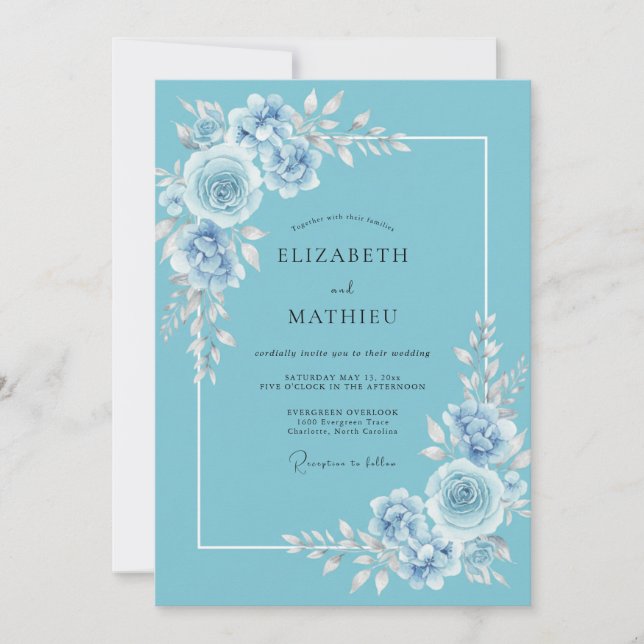 Cornflower Petals Wedding Invitation (Front)