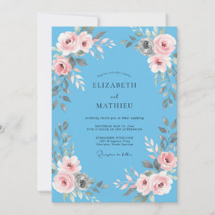 Cornflower Pink Petal Wedding Invitation