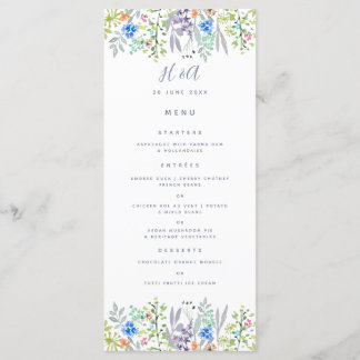 Cornflower rustic greenery Wedding Breakfast Menu