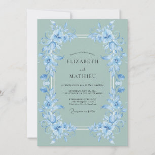 Cornflower Sage Romantic Floral Wedding Invitation