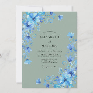 Cornflower Sage Wildflower Wedding Invitation