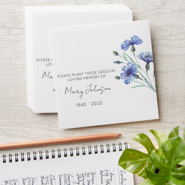 Cornflower | Simple Memorial Seed Envelope (Stacked)
