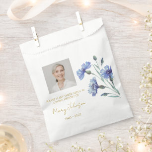 Cornflower Simple Photo Funeral Seed Favour Bag