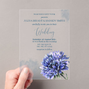 Cornflower simple wedding acrylic invitations