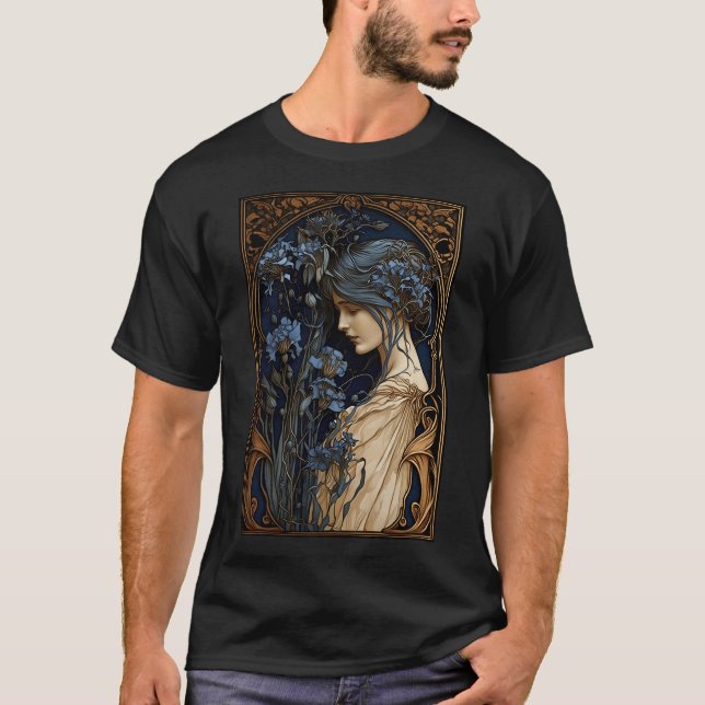 Cornflowers And Gold - Art Nouveau T-Shirt (Front)