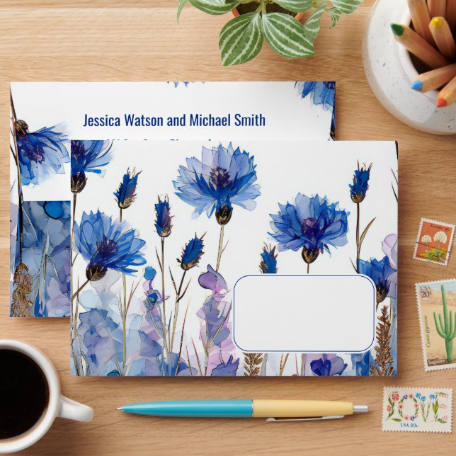 💍 Cornflowers and Lavender Elegance Envelope (Desk)