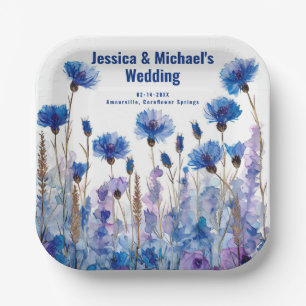 💍 Cornflowers and Lavender Elegance Paper Plate