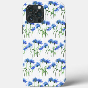 Cornflowers blue flowers watercolor Pattern iPhone 13 Pro Max Case