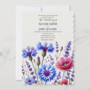 Cornflowers blue Wildflower Floral Wedding Invitation