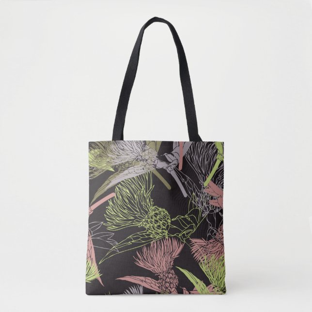 Cornflowers colourful patternpattern,flower,green, tote bag (Front)