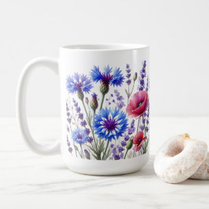 Cornflowers Floral Watercolor Wildflowers Pretty Coffee Mug