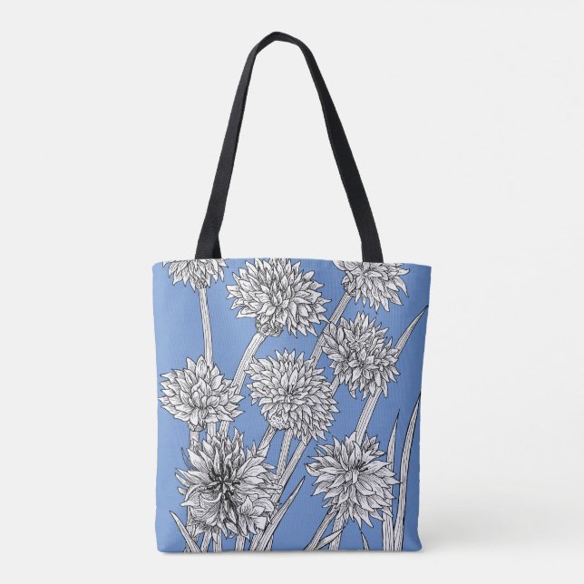 Cornflowers on Cornflower Blue Tote Bag (Back)