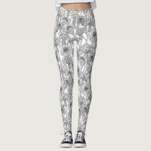 Cornflowers, wild flowers in black and white leggings