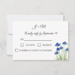 Cornflowers Wildflowers Floral Rustic Modern RSVP Card