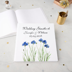 Cornflowers Wildflowers Flowers Watercolor Wedding Guest Book