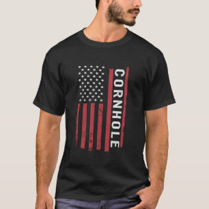 Cornhole Bean Bag Cornhole playing USA Flag Americ T-Shirt