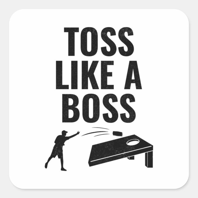 Cornhole Bean Bag Toss Outdoor Lawn Game Funny Square Sticker (Front)