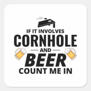 Cornhole Bean Bag Toss Outdoor Lawn Game Funny Square Sticker