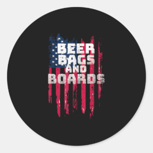 Cornhole Beer Bags and Boards Classic Round Sticker