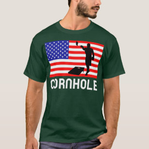 Cornhole Board Game Men Women American Flag Corn T-Shirt