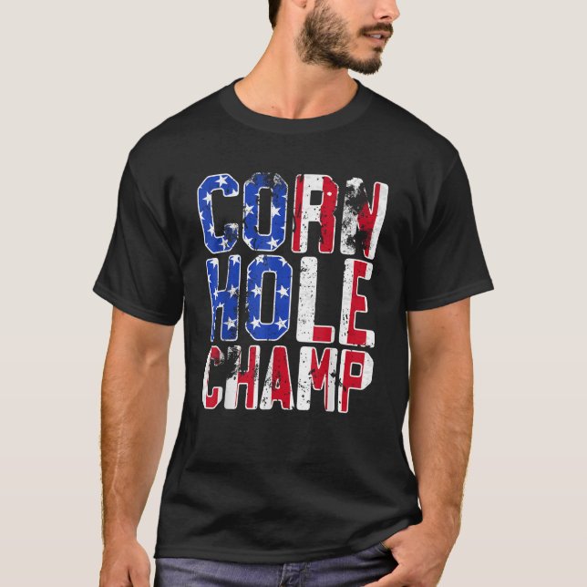 Cornhole Champ American Tailgate USA Bean Bag Cham T-Shirt (Front)