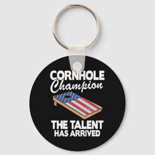 Cornhole Champion American Flag Board Funny Cornho Key Ring